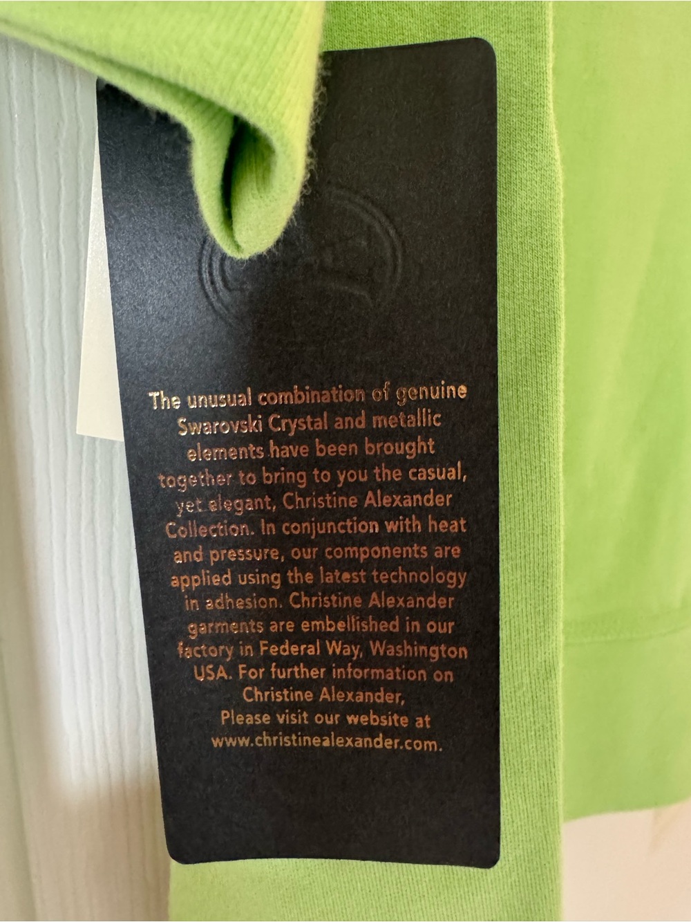 NWT-Christine Alexander Lime Green Zip Hoodie with Stud Accents-Size Large - Picture 5 of 10